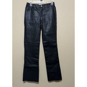 Princess Polly Black Faux Leather High Waisted Straight Leg Pants US 4 UK 8